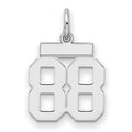 Sterling Silver/Rhodium-plated Polished Number 88 Charm, 20 x 8 mm