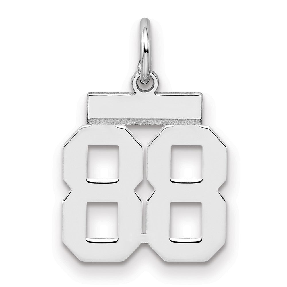 Sterling Silver/Rhodium-plated Polished Number 88 Charm, 20 x 8 mm