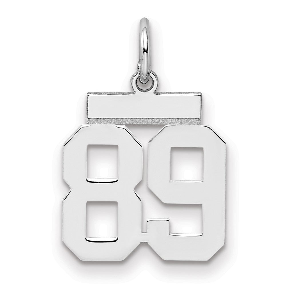 Sterling Silver/Rhodium-plated Polished Number 89 Charm, 20 x 8 mm