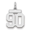 Sterling Silver/Rhodium-plated Polished Number 90 Charm, 20 x 8 mm