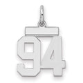 Sterling Silver/Rhodium-plated Polished Number 94 Charm, 20 x 8 mm