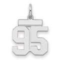 Sterling Silver/Rhodium-plated Polished Number 95 Charm, 20 x 8 mm