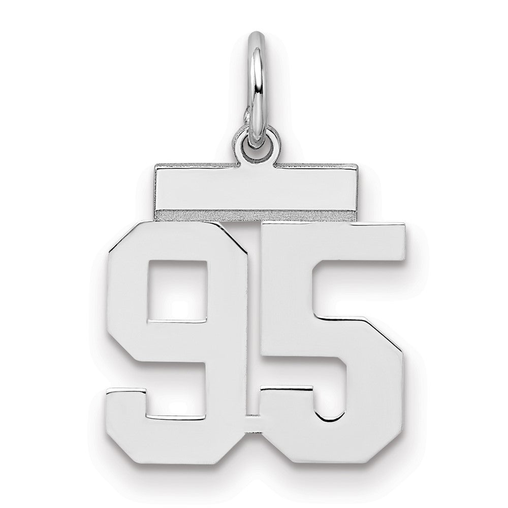 Sterling Silver/Rhodium-plated Polished Number 95 Charm, 20 x 8 mm