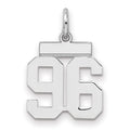 Sterling Silver/Rhodium-plated Polished Number 96 Charm, 20 x 8 mm