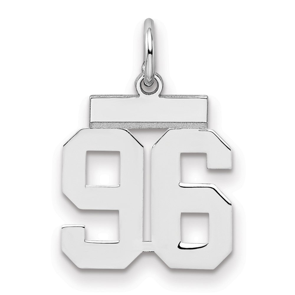 Sterling Silver/Rhodium-plated Polished Number 96 Charm, 20 x 8 mm