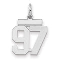 Sterling Silver/Rhodium-plated Polished Number 97 Charm, 20 x 8 mm
