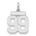 Sterling Silver/Rhodium-plated Polished Number 99 Charm, 20 x 8 mm