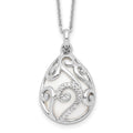 Sentimental Expressions Sterling Silver Rhodium-plated White Agate CZ Dew of Heaven 18in Necklace, 18 mm