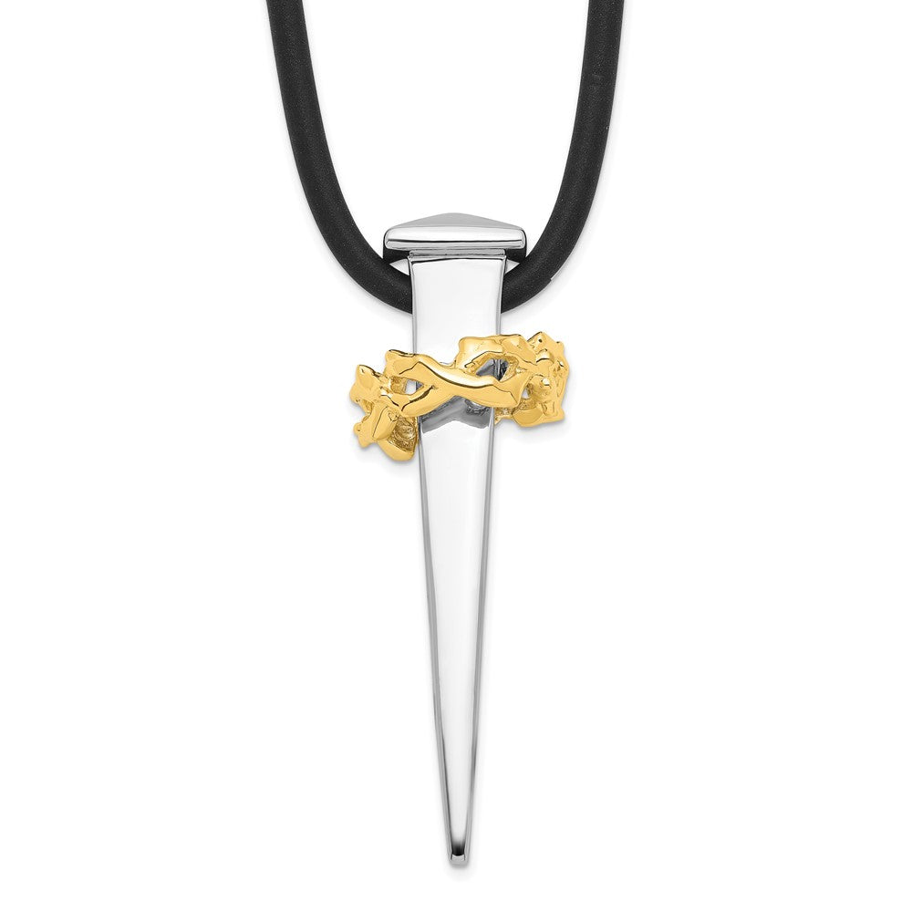 Sentimental Expressions Sterling Silver Gold-plated No Greater Love Nail 16 Inch Necklace, 16 mm
