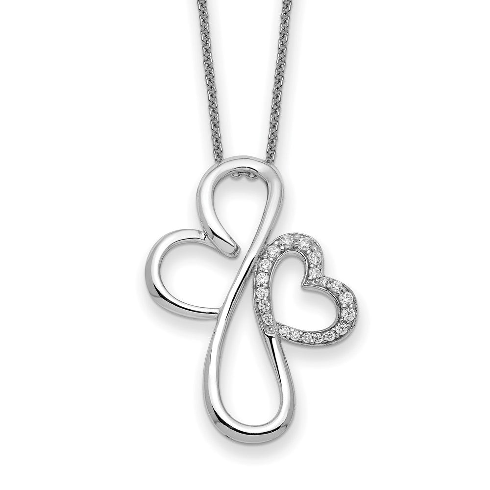 Sentimental Expressions Sterling Silver Rhodium-plated CZ Everlasting Love 18in Necklace, 18 mm