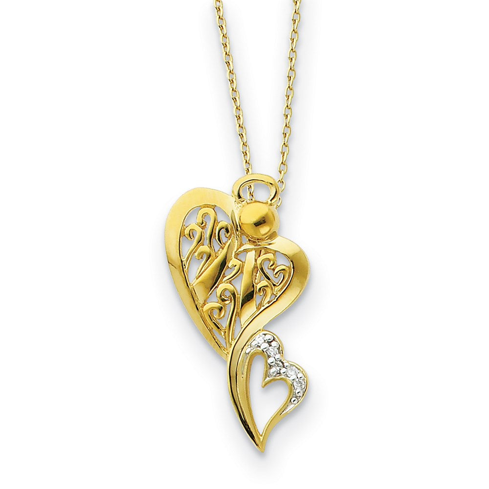 Sterling Silver & Gold-plated CZ Angel of Protection 18in Necklace, 18 mm