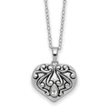 Sentimental Expressions Sterling Silver Rhodium-plated Antiqued CZ Heart Remembrance Ash Holder 18 Inch Necklace, 18 mm