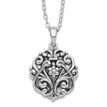 Sentimental Expressions Sterling Silver Rhodium-plated Antiqued Circle Remembrance Ash Holder 18 Inch Necklace, 18 mm