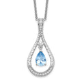 Sentimental Expressions Sterling Silver Rhodium-plated Mar. CZ Stone Never Forget Tear 18in Birthstone Necklace, 18 mm