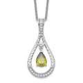 Sentimental Expressions Sterling Silver Rhodium-plated Aug. CZ Stone Never Forget Tear 18in Birthstone Necklace, 18 mm