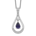 Sentimental Expressions Sterling Silver Rhodium-plated Sept. Lab-created Sapphire Never Forget Tear 18in Necklace, 18 mm