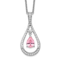Sentimental Expressions Sterling Silver Rhodium-plated Oct. CZ Stone Never Forget Tear 18in Birthstone Necklace, 18 mm