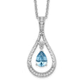 Sentimental Expressions Sterling Silver Rhodium-plated Dec. CZ Stone Never Forget Tear 18 Inch Birthstone Necklace, 18 mm