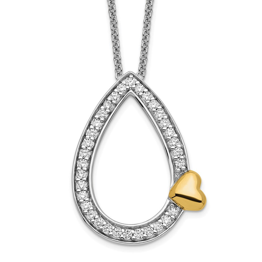Sentimental Expressions Sterling Silver Gold-plated CZ A Tear of Love 18in Necklace, 18 mm