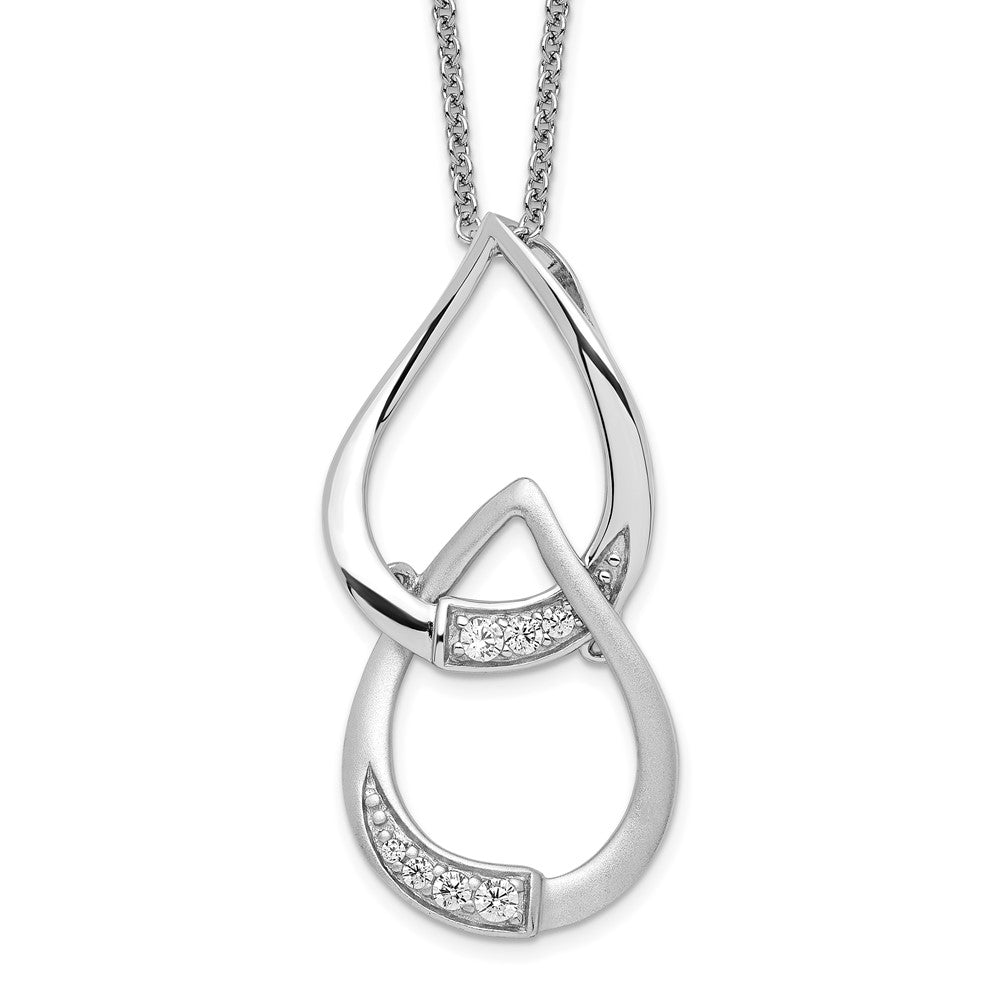 Sentimental Expressions Sterling Silver Rhodium-plated CZ Tears to Share 18in Necklace, 18 mm