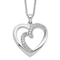 Sentimental Expressions Sterling Silver Rhodium-plated CZ Two Souls Lived As One 18in Heart Necklace, 18 mm