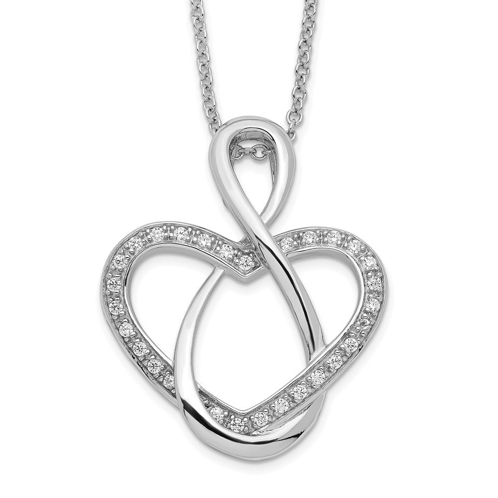 Sentimental Expressions Sterling Silver Rhodium-plated CZ Lifetime Friend 18in Necklace, 18 mm