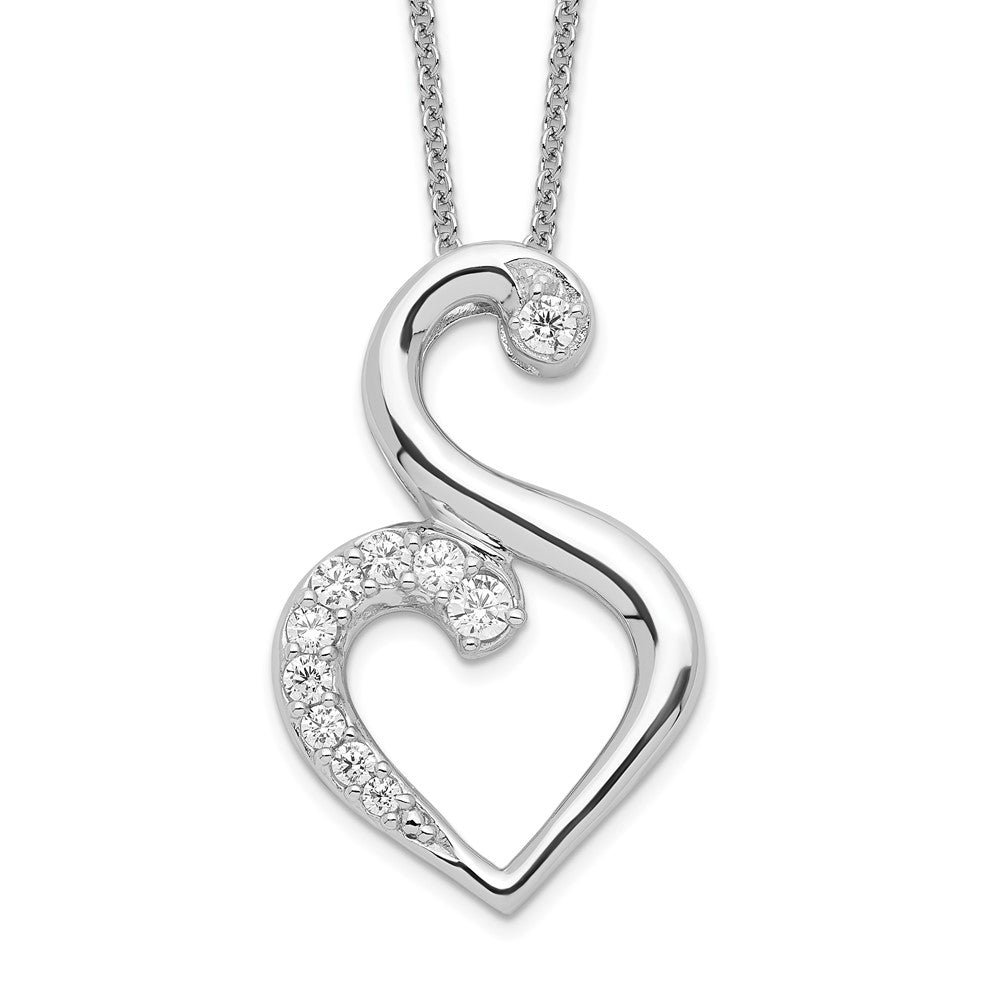 Sentimental Expressions Sterling Silver Rhodium-plated CZ Journey of Friendship 18in Necklace, 18 mm