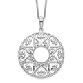 Sentimental Expressions Sterling Silver Rhodium-plated Polished Family Heart Strings 18in Necklace, 18 mm