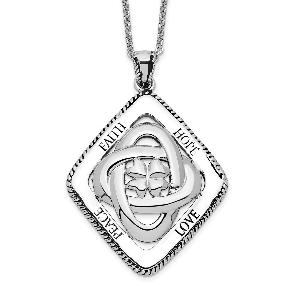 Sentimental Expressions Sterling Silver Rhodium-plated Antiqued Family Blessings 18in Necklace, 18 mm