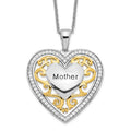 Sentimental Expressions Sterling Silver Gold-plated Mother 18 Inch Heart Necklace, 18 mm