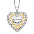 Sentimental Expressions Sterling Silver Gold-plated Grandma 18in Heart Necklace, 18 mm