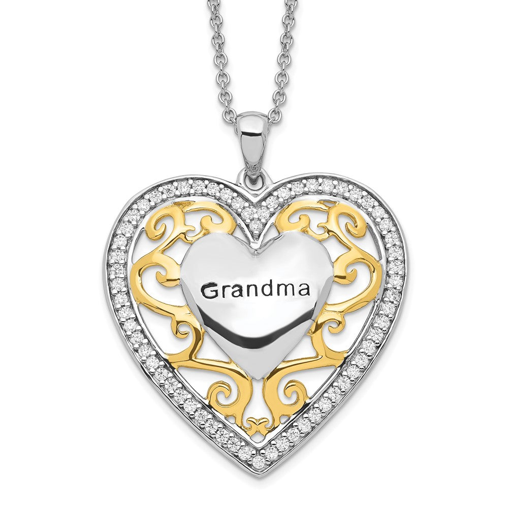 Sentimental Expressions Sterling Silver Gold-plated Grandma 18in Heart Necklace, 18 mm
