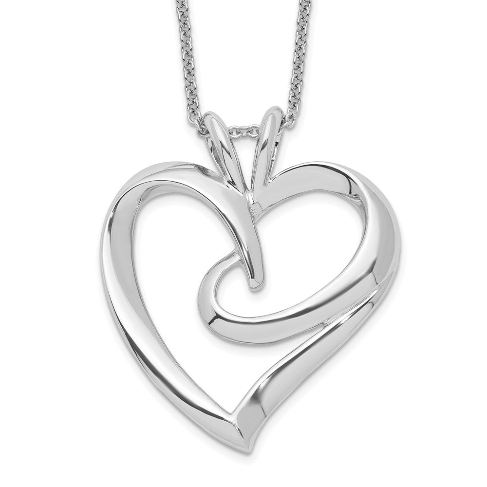 Sentimental Expressions Sterling Silver Rhodium-plated The Hugging Heart 18in Necklace, 18 mm