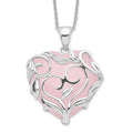 Sentimental Expressions Sterling Silver Rhodium-plated Rose Quartz Generous Heart 18 inch Necklace with Poem Card, 18 mm
