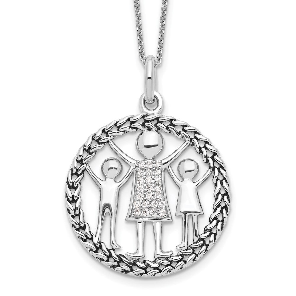 Sentimental Expressions Sterling Silver Rhodium-plated Antiqued Knitted Together By Love 18in Necklace, 18 mm