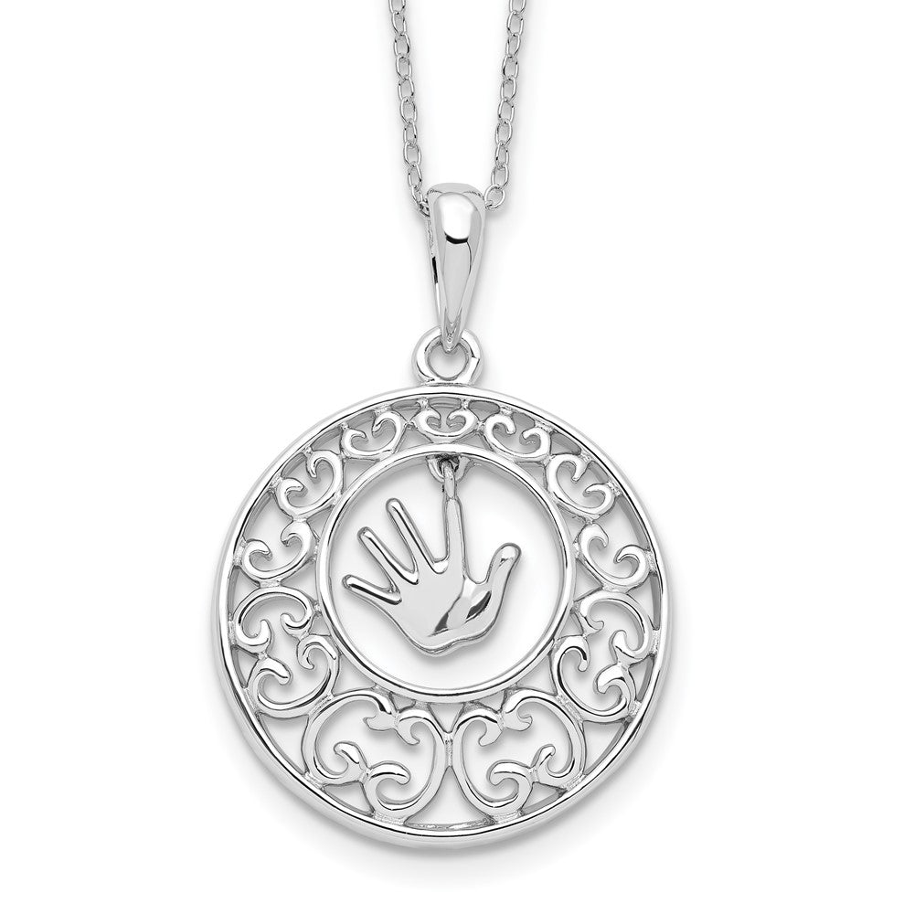 Sentimental Expressions Sterling Silver Rhodium-plated Antiqued Children 18in Necklace, 18 mm