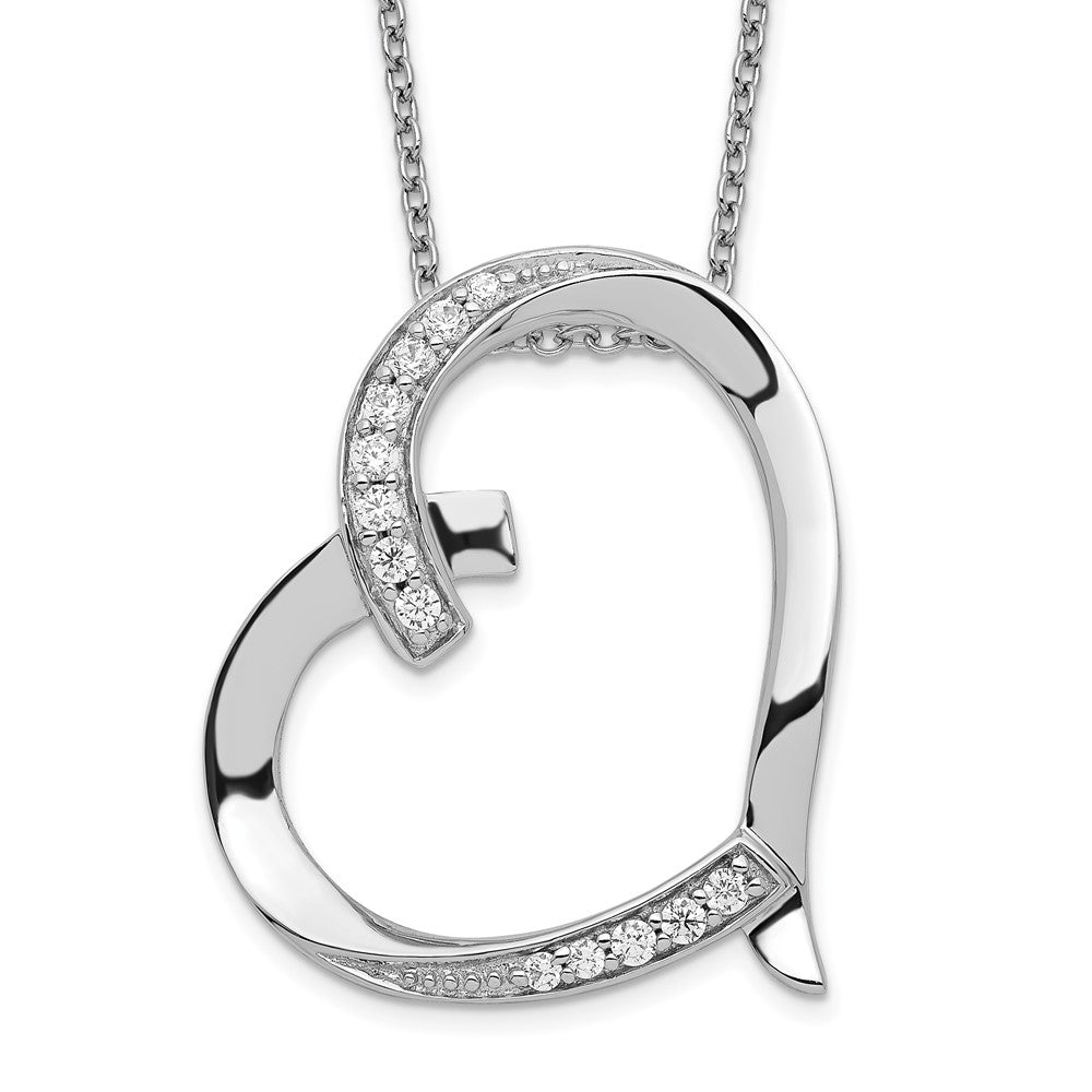 Sentimental Expressions Sterling Silver Rhodium-plated Antiqued CZ Love You Mom 18in Necklace, 18 mm
