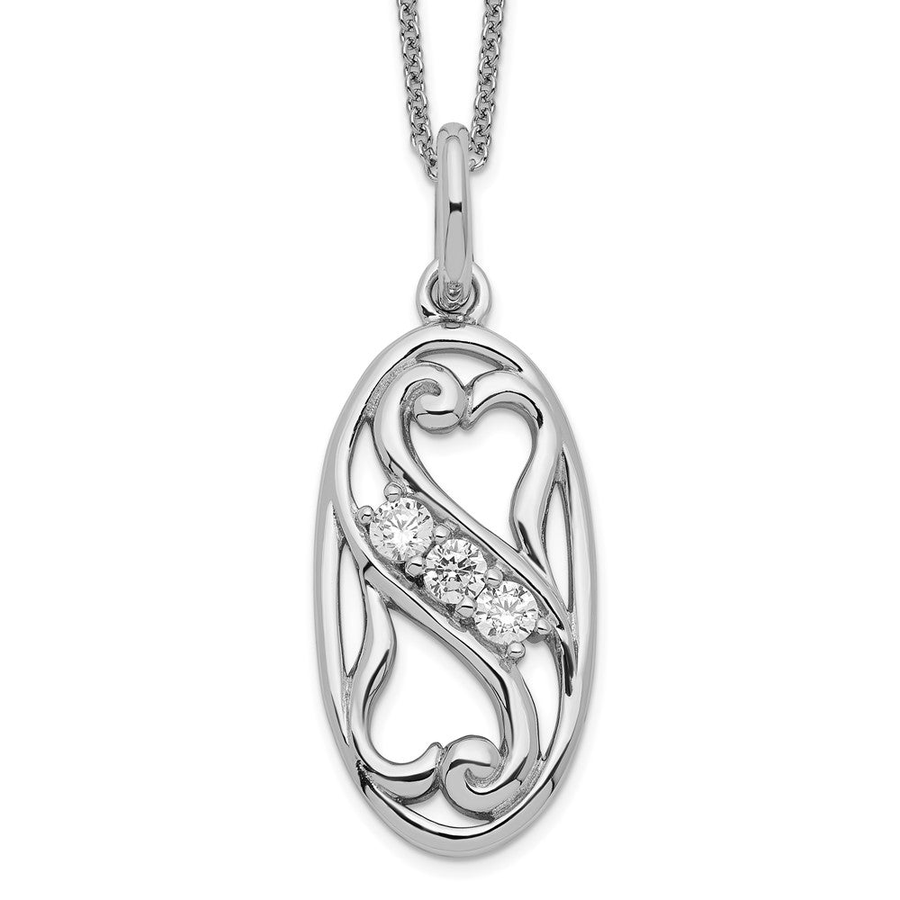 Sentimental Expressions Sterling Silver Rhodium-plated CZ Best Friends Forever 18in Necklace, 18 mm