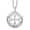 Sentimental Expressions Sterling Silver Rhodium-plated CZ Antiqued Lucky Me Lucky You 18in Necklace, 18 mm