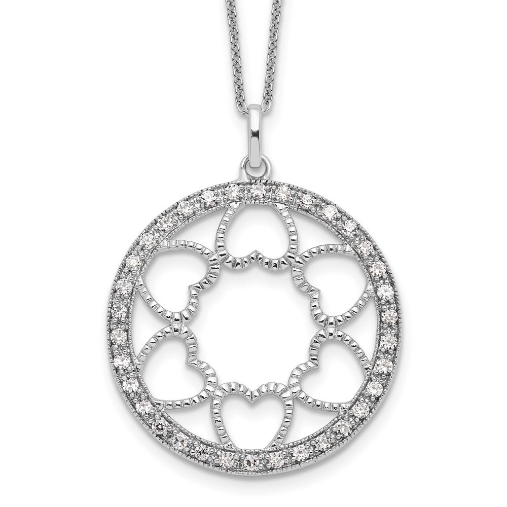 Sentimental Expressions Sterling Silver Rhodium-plated CZ Fullness Of Blessings 18in Necklace, 18 mm