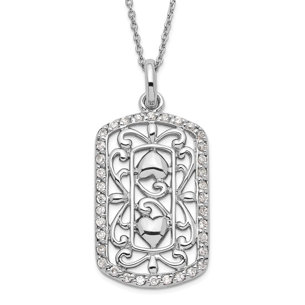 Sentimental Expressions Sterling Silver Polished CZ Thankful for You Necklace, 18 mm