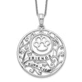 Sentimental Expressions Sterling Silver Rhodium-plated Antiqued Animal Friends-Dog 18in Necklace, 18 mm