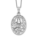 Sentimental Expressions Sterling Silver Rhodium-plated Antiqued Animal Friends-Cat 18in Necklace, 18 mm