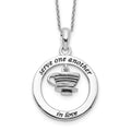 Sentimental Expressions Sterling Silver Rhodium-plated Antiqued Serve One Another 18in Necklace, 18 mm