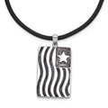 Sentimental Expressions Sterling Silver Rhodium-plated Waves Of Pride 22in Rubber Cord with 2in ext Necklace, 22 mm