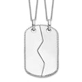 Sentimental Expressions Sterling Silver Rhodium-plated Antiqued Military Dog Tag For Two 18in Necklaces, 18 mm