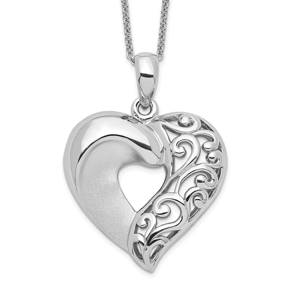 Sentimental Expressions Sterling Silver Rhodium-plated Close To My Heart 18in Necklace, 18 mm