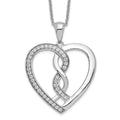Sentimental Expressions Sterling Silver Rhodium-plated CZ Hearts Joined Together 18 inch Necklace with Poem Card, 18 mm