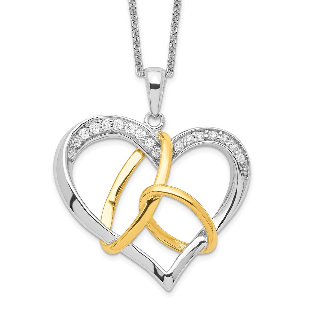Sentimental Expressions Sterling Silver Gold-plated CZ To Have And To Hold 18in Necklace, 18 mm