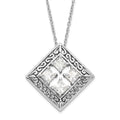 Sterling Silver Antiqued CZ Cornerstones Of Integrity Necklace, 18 x 24.25 mm